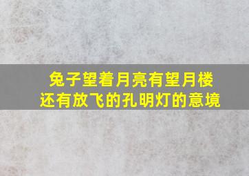 兔子望着月亮有望月楼还有放飞的孔明灯的意境