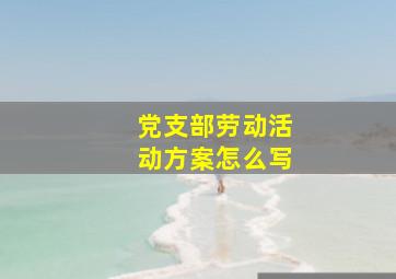 党支部劳动活动方案怎么写