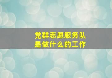 党群志愿服务队是做什么的工作