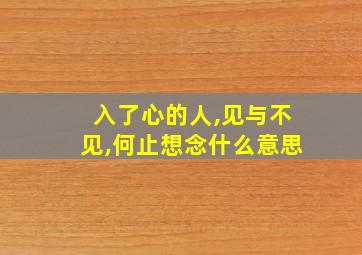 入了心的人,见与不见,何止想念什么意思