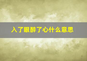 入了眼醉了心什么意思