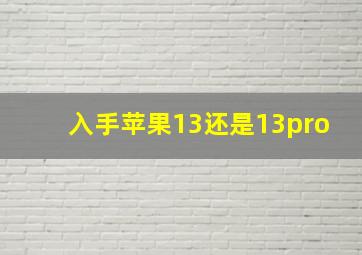 入手苹果13还是13pro