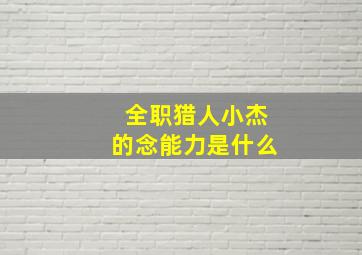 全职猎人小杰的念能力是什么