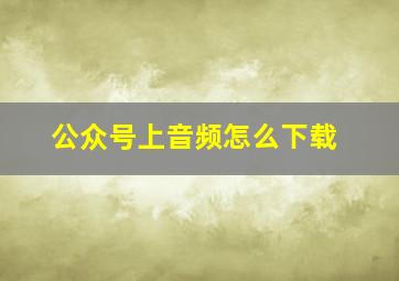 公众号上音频怎么下载