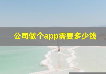 公司做个app需要多少钱