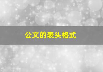 公文的表头格式