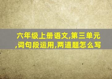 六年级上册语文,第三单元,词句段运用,两道题怎么写