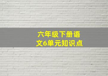 六年级下册语文6单元知识点