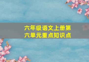 六年级语文上册第六单元重点知识点