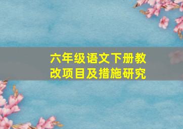 六年级语文下册教改项目及措施研究