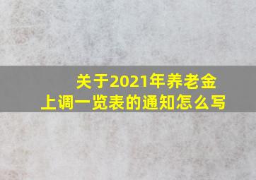 关于2021年养老金上调一览表的通知怎么写