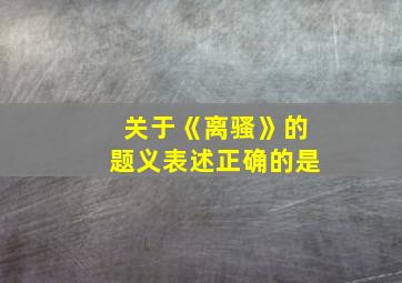 关于《离骚》的题义表述正确的是