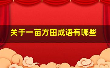 关于一亩方田成语有哪些