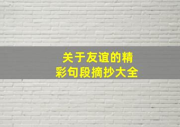 关于友谊的精彩句段摘抄大全