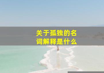 关于孤独的名词解释是什么