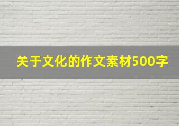 关于文化的作文素材500字