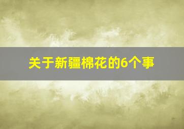 关于新疆棉花的6个事