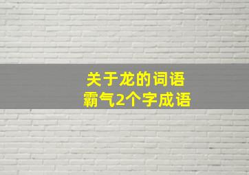 关于龙的词语霸气2个字成语