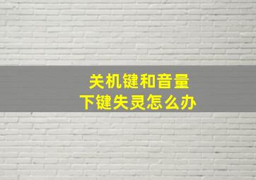 关机键和音量下键失灵怎么办