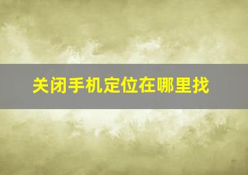 关闭手机定位在哪里找