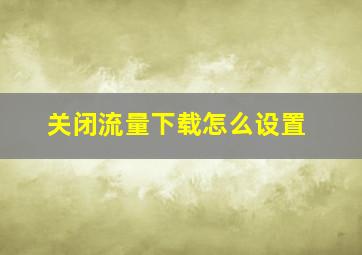 关闭流量下载怎么设置