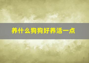 养什么狗狗好养活一点