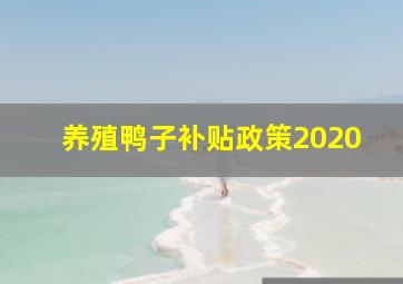 养殖鸭子补贴政策2020