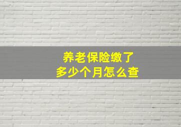 养老保险缴了多少个月怎么查