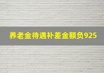 养老金待遇补差金额负925