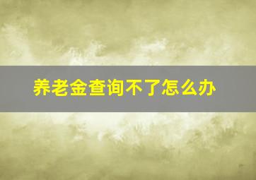 养老金查询不了怎么办