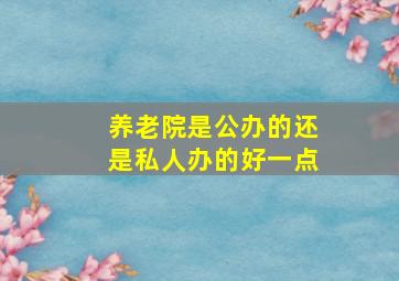 养老院是公办的还是私人办的好一点