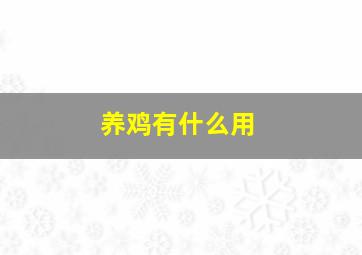 养鸡有什么用