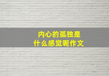 内心的孤独是什么感觉呢作文