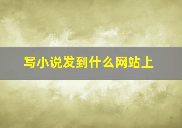 写小说发到什么网站上