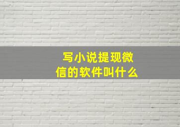 写小说提现微信的软件叫什么