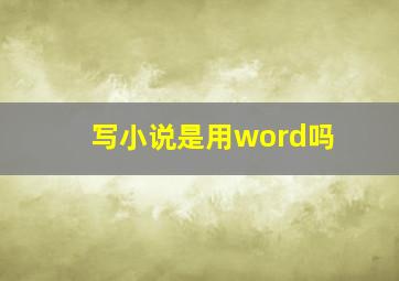 写小说是用word吗