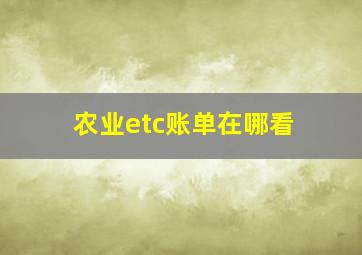 农业etc账单在哪看