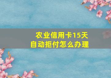 农业信用卡15天自动拒付怎么办理