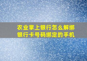 农业掌上银行怎么解绑银行卡号码绑定的手机