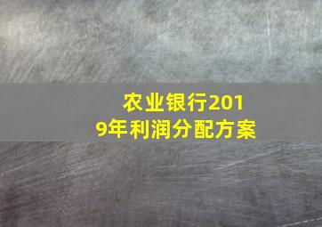 农业银行2019年利润分配方案