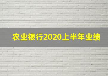 农业银行2020上半年业绩