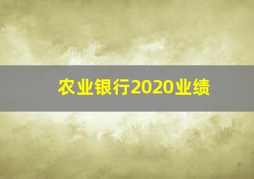 农业银行2020业绩