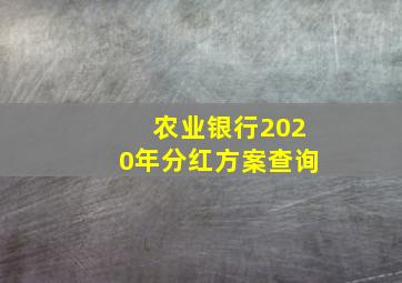 农业银行2020年分红方案查询