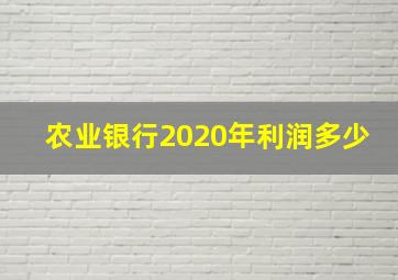 农业银行2020年利润多少