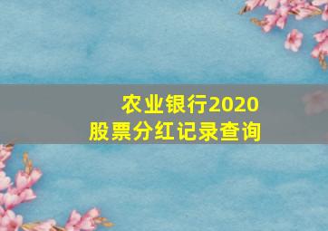 农业银行2020股票分红记录查询