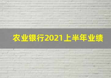 农业银行2021上半年业绩