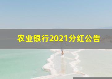 农业银行2021分红公告