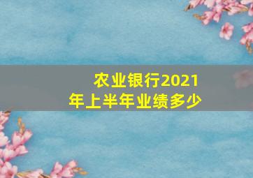 农业银行2021年上半年业绩多少