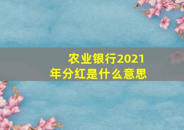 农业银行2021年分红是什么意思