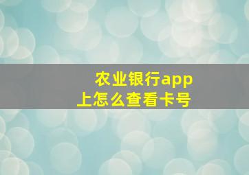 农业银行app上怎么查看卡号